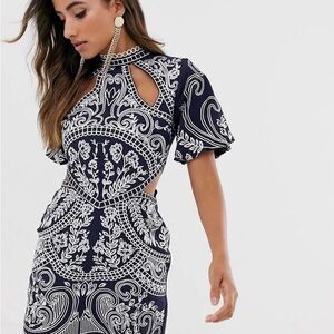 LIKE NEW ASOS Navy and White Mini Dress Sz 8